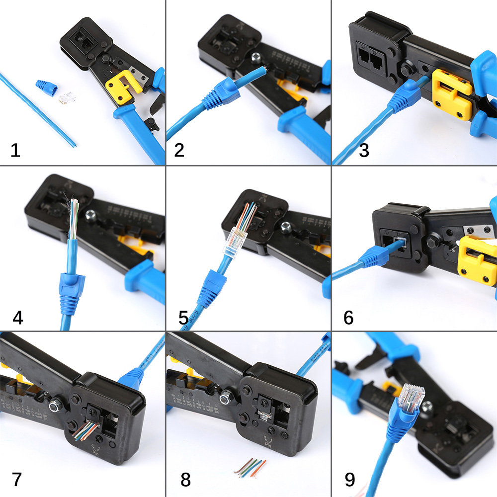 Hiija EZ RJ45 Crimp Tool Pass Through Cat5 Cat5e Cat6 Crimping Tool